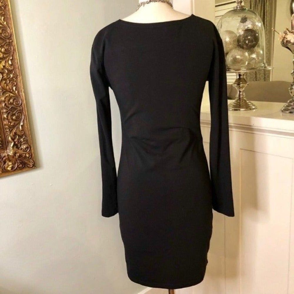 Piko Solid Black Bodycon Dress Small - Picture 6 of 8